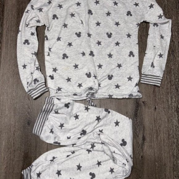 Disney Mickey Mouse 2 piece L/S Shirt and Pants PJ Set Size S Small Gray - Picture 1 of 5